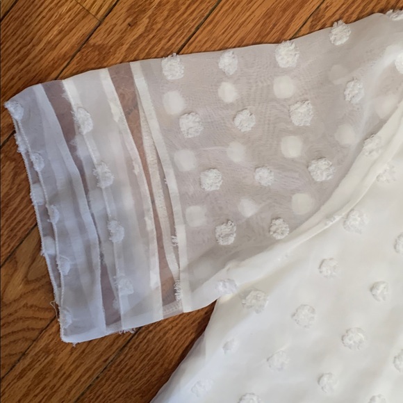 Elegant White Sheer Polka Dot Top - Picture 2 of 6